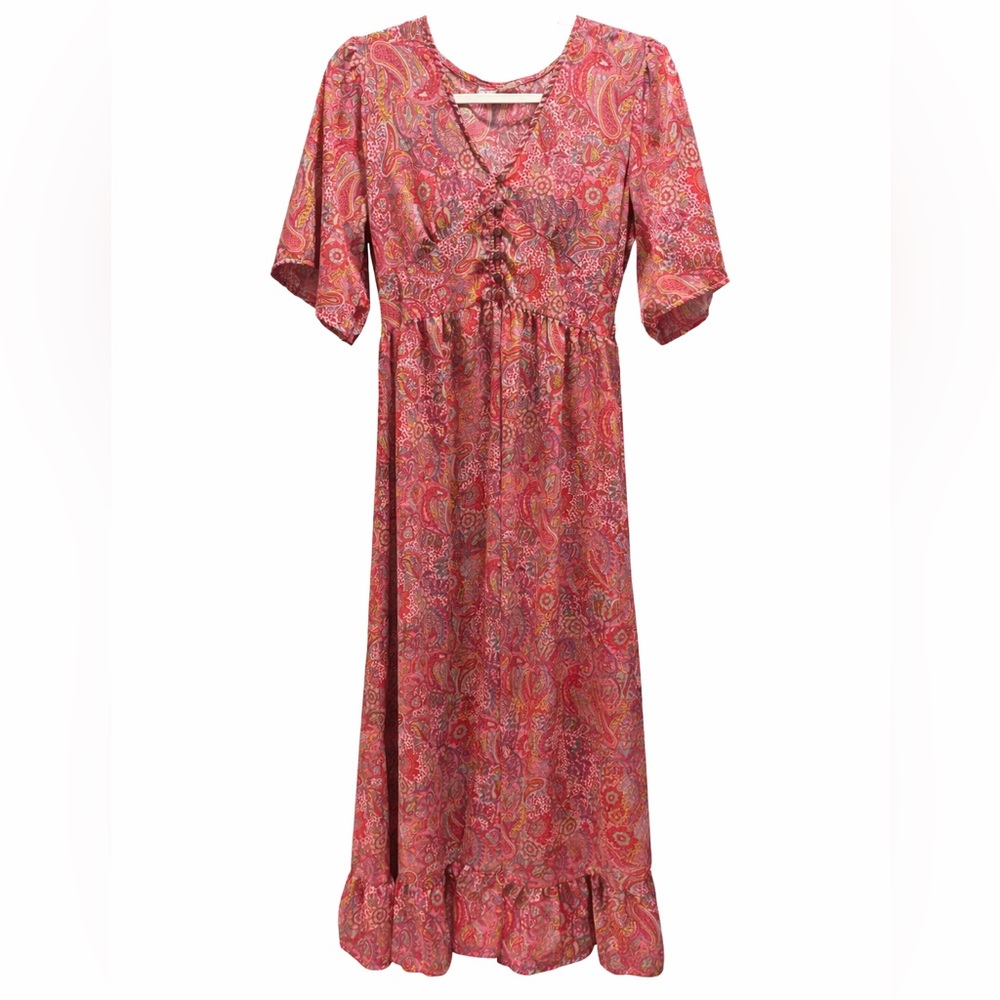 Boemo Pink Paisley Boho Maxi Dress | Size L πΈπΈπΈ Beautiful! - Picture 2 of 10